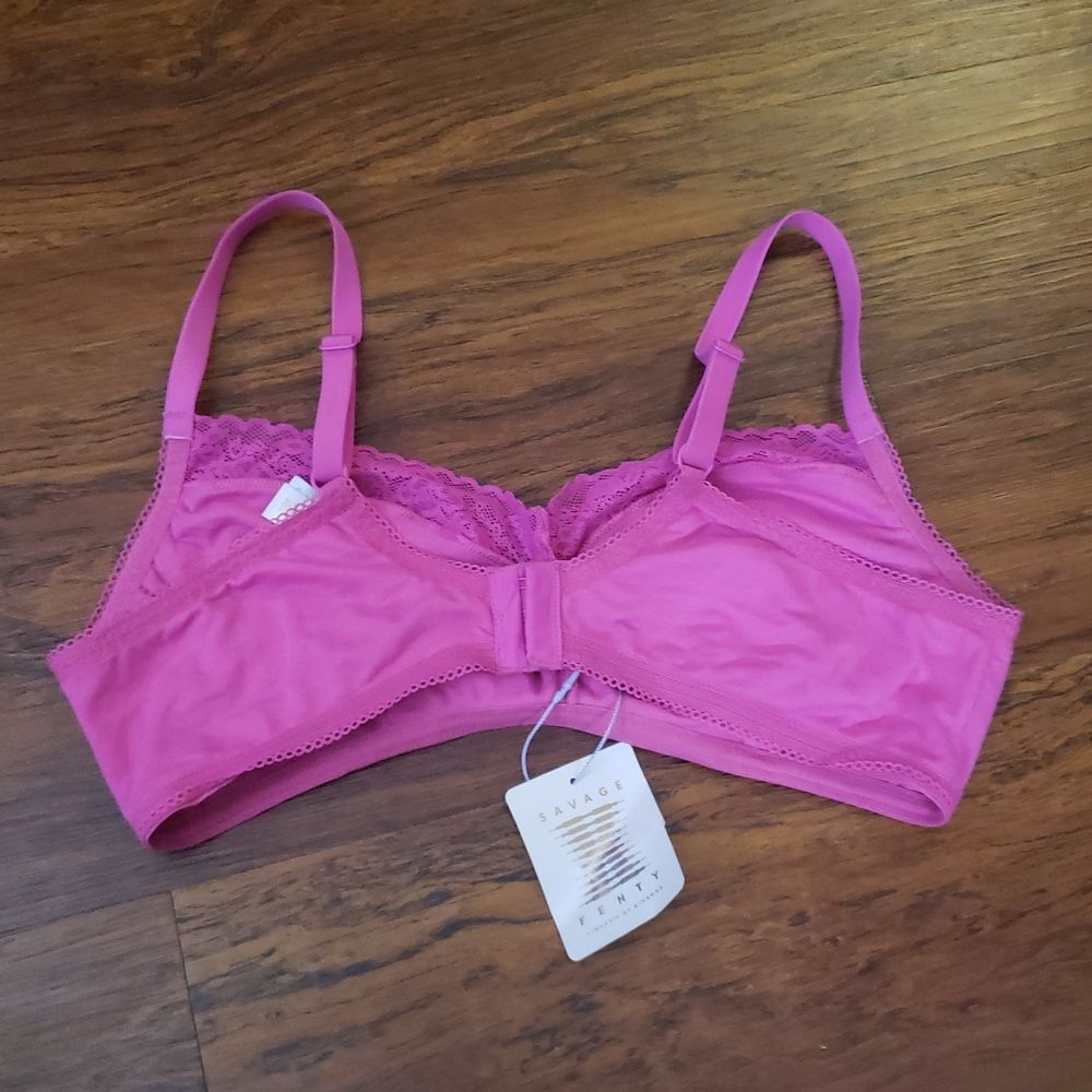 NWT Savage X Fenty Pink Chic Edgy Feminine Retro Sexy Lace Trim Bra Size 1X - Picture 2 of 4